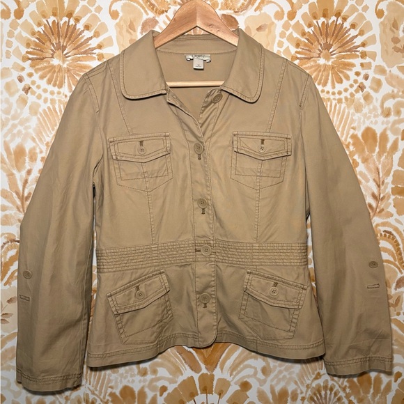 LOFT Jackets & Blazers - LOFT Tan Safari Style Feminine Utility Jacket with Cinched Waist Detailing 12